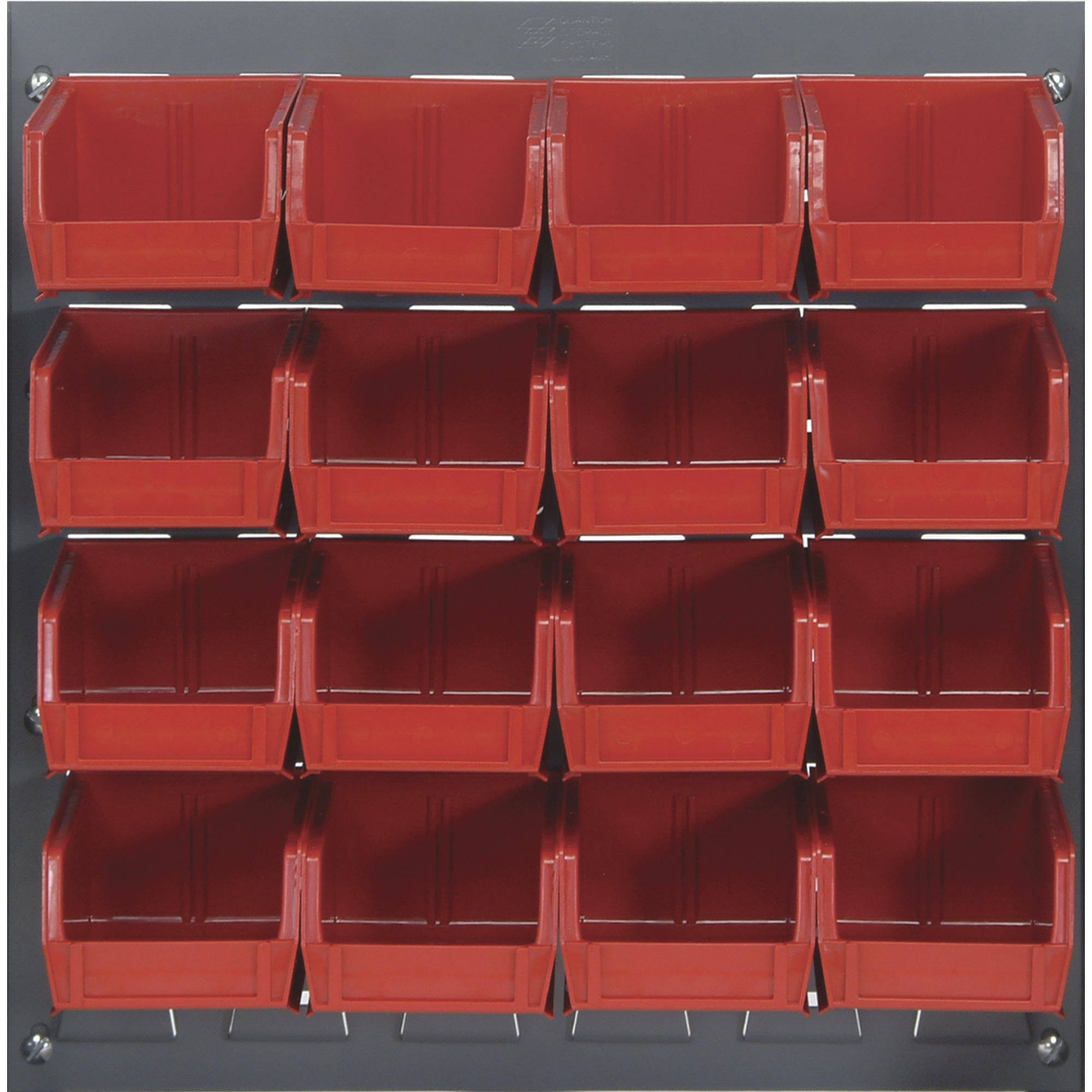Quantum Storage Louvered Panel with 16 Bins, 18in.L x 19in.H Unit Size, Red, Model# QLP-1819-220-16RD